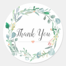 Waterverf Roze groen Baby shower Dank u wel Ronde Sticker