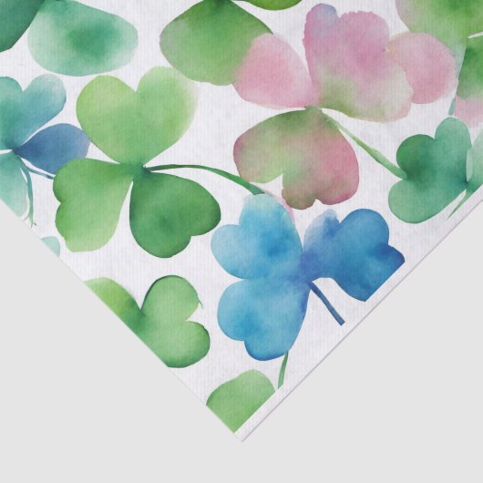 Waterverf Roze Groen Blauw Klaver Tissuepapier (Detail)