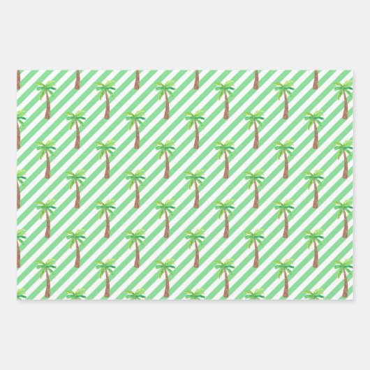Waterverf Roze Groen Gestreept Chevron Zomerstrand Inpakpapier Vel (Voorkant 3)