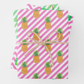 Waterverf Roze Groen Gestreept Chevron Zomerstrand Inpakpapier Vel (In situ)