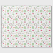 Waterverf Roze & Groen Golfkar Toernooi Cadeaupapier (Vlak)