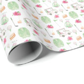 Waterverf Roze & Groen Golfkar Toernooi Cadeaupapier (Rol Hoek)