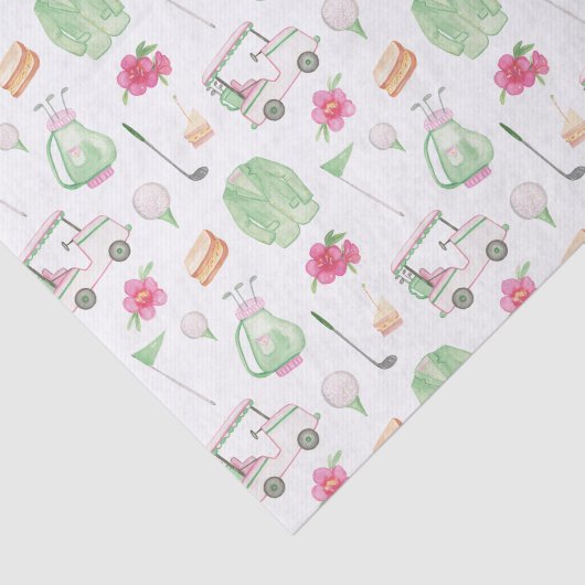Waterverf Roze & Groen Golfkar Toernooi Tissuepapier (Detail)