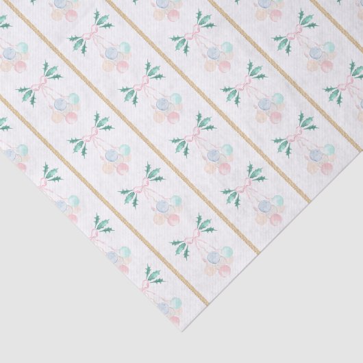 Waterverf Roze & Groen Kerst Grandmillennial Tissuepapier (Detail)