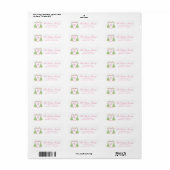 Waterverf Roze & Groen Kerst Monogram Crest Etiket (Full Sheet)