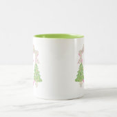 Waterverf Roze & Groen Kerst Monogram Crest Tweekleurige Koffiemok (Center)