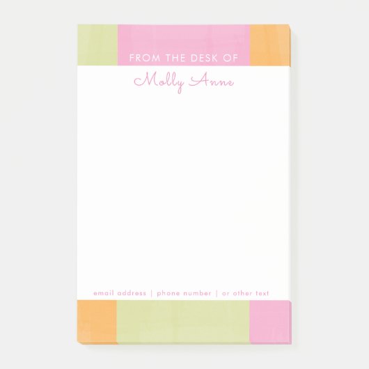 Waterverf Roze Groen Oranje Meiseschoolschool Kant Post-it® Notes (Voorkant)