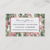Waterverf roze groene abstracte cactus florale visitekaartje (Achterkant)