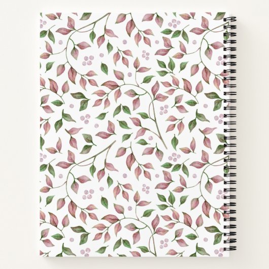 Waterverf roze groene bladeren Monogrammen laptop Notitieboek (Achterkant)