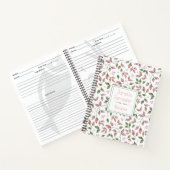 Waterverf roze groene bladeren Monogrammen laptop Notitieboek (Binnen)