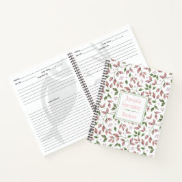 Waterverf roze groene bladeren Monogrammen laptop Notitieboek