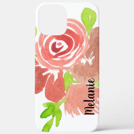 Waterverf Roze Groene Blush Roze Monogram Case-Mate iPhone Case (Achterkant)