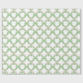Waterverf Roze & Groene Bogen Garland Kerst Cadeaupapier (Vlak)
