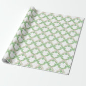 Waterverf Roze & Groene Bogen Garland Kerst Cadeaupapier (Uitgerold)