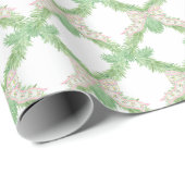 Waterverf Roze & Groene Bogen Garland Kerst Cadeaupapier (Rol Hoek)