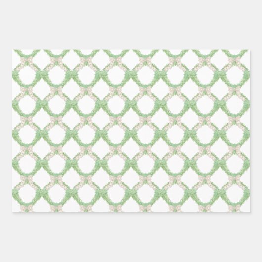 Waterverf Roze & Groene Bogen Garland Kerst Inpakpapier Vel (Voorkant 2)