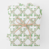 Waterverf Roze & Groene Bogen Garland Kerst Inpakpapier Vel (In situ)