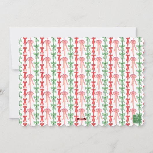 Waterverf Roze Groene Bow Coquette Kerstfoto Feestdagenkaart (Achterkant)