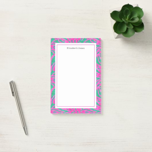 Waterverf Roze + Groene Damask Post-it® Notes (Kantoor)