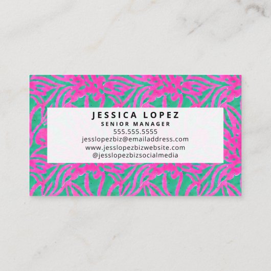 Waterverf Roze + Groene Damask Professional Busine Visitekaartje (Achterkant)