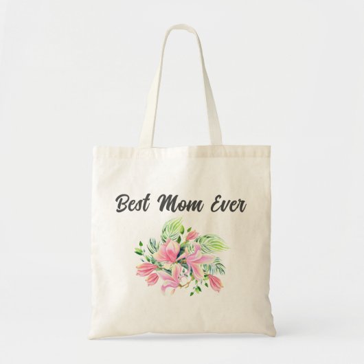 Waterverf Roze Groene Floral Beste Mam ooit Tote Bag (Voorkant)