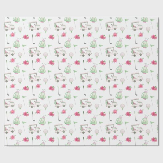 Waterverf Roze & Groene Golfkar Cadeaupapier (Vlak)