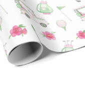 Waterverf Roze & Groene Golfkar Cadeaupapier (Rol Hoek)