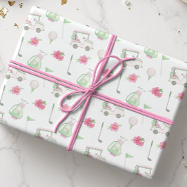 Waterverf Roze & Groene Golfkar Cadeaupapier