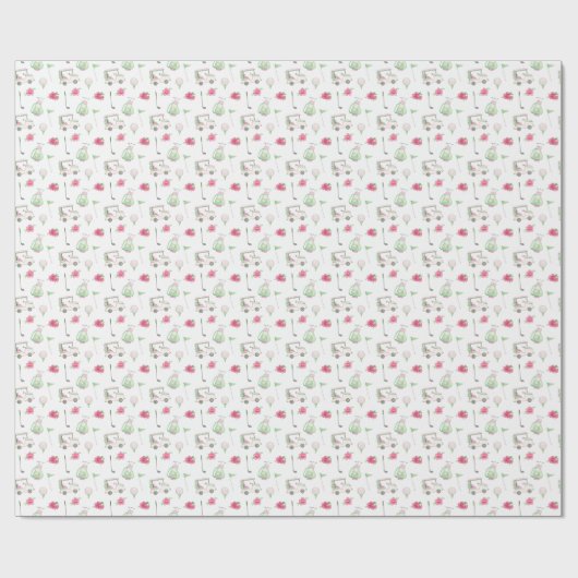 Waterverf Roze & Groene Golfkar Cadeaupapier (Vlak)