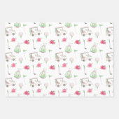 Waterverf Roze & Groene Golfkar Inpakpapier Vel (Voorkant 2)