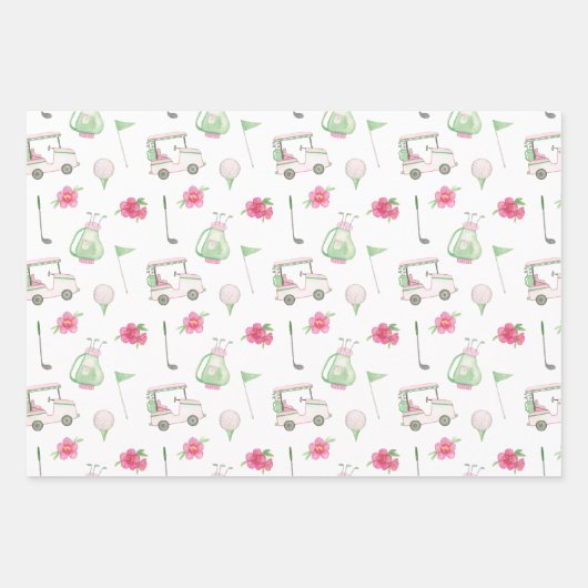 Waterverf Roze & Groene Golfkar Inpakpapier Vel (Voorkant 2)