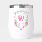 Waterverf Roze & Groene Golfkar Monogram Crest (Voorkant)