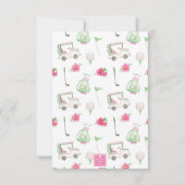 Waterverf Roze & Groene Golfkar Monogram Crest Bedankkaart (Achterkant)