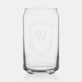 Waterverf Roze & Groene Golfkar Monogram Crest Blikvorm Glas (Achterkant)
