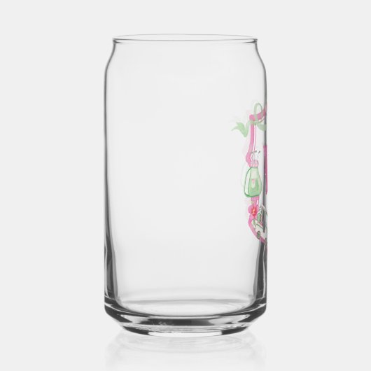 Waterverf Roze & Groene Golfkar Monogram Crest Blikvorm Glas (Rechts)