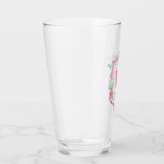 Waterverf Roze & Groene Golfkar Monogram Crest Glas (Rechts)