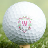 Waterverf Roze & Groene Golfkar Monogram Crest Golfballen