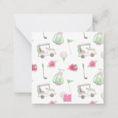 Waterverf Roze & Groene Golfkar Monogram Crest Notitiekaartje (Achterkant)