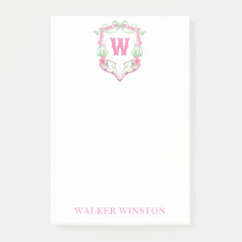 Waterverf Roze & Groene Golfkar Monogram Crest Post-it® Notes