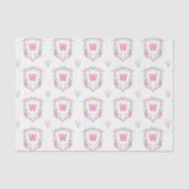 Waterverf Roze & Groene Golfkar Monogram Crest Tissuepapier (Voorkant)