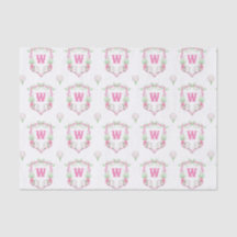 Waterverf Roze & Groene Golfkar Monogram Crest