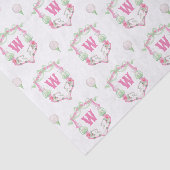 Waterverf Roze & Groene Golfkar Monogram Crest Tissuepapier (Detail)