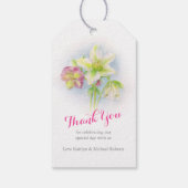 Waterverf roze groene hellebores bruiloft cadeau l cadeaulabel (Achterkant)