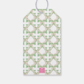Waterverf Roze & Groene Kerst Monogram Krans Cadeaulabel (Achterkant)
