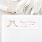 Waterverf Roze & Groene Kerst Vlinderboog Etiket (Insitu)