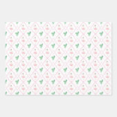 Waterverf Roze & Groene Kerstballerina's Inpakpapier Vel (Voorkant 3)