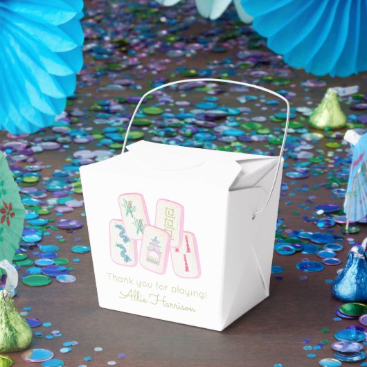 Waterverf Roze & Groene Mahjong Tegels Behuizing Bedankdoosjes (Feest)