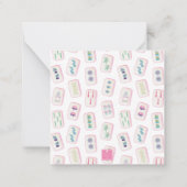 Waterverf Roze & Groene Mahjong Tegels Behuizing Notitiekaartje (Achterkant)
