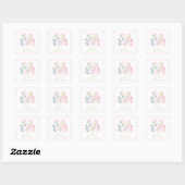 Waterverf Roze & Groene Mahjong Tegels Behuizing Vierkante Sticker
