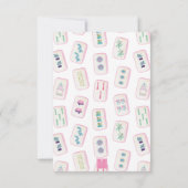 Waterverf Roze & Groene Mahjong Tegels Gepersonali Bedankkaart (Achterkant)